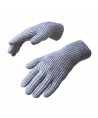 Braided telephone gloves with cut-outs for fingers - gray