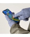 Braided telephone gloves with cut-outs for fingers - gray