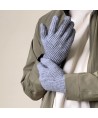 Braided telephone gloves with cut-outs for fingers - gray