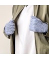 Braided telephone gloves with cut-outs for fingers - gray