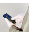Braided phone gloves with cutouts for fingers - pink