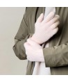 Braided phone gloves with cutouts for fingers - pink