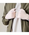 Braided phone gloves with cutouts for fingers - pink