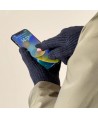 Braided telephone gloves with cut-outs for fingers - black