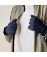 Braided telephone gloves with cut-outs for fingers - black