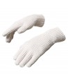 Braided telephone gloves with cutouts for fingers - beige
