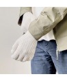 Braided telephone gloves with cutouts for fingers - beige
