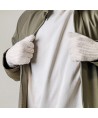 Braided telephone gloves with cutouts for fingers - beige