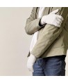 Braided telephone gloves with cutouts for fingers - beige