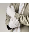 Braided telephone gloves with cutouts for fingers - beige