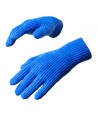 Braided telephone gloves with cutouts for fingers - blue