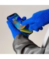 Braided telephone gloves with cutouts for fingers - blue