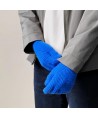 Braided telephone gloves with cutouts for fingers - blue