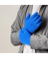 Braided telephone gloves with cutouts for fingers - blue