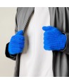 Braided telephone gloves with cutouts for fingers - blue