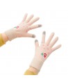 Women's winter telephone gloves with a snowman and a Christmas tree - beige