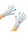 Women's winter telephone gloves with a snowman and a Christmas tree - green