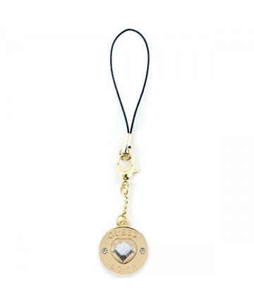 Guess case GUCPMHGLD Phone Strap Heart Diamond Charm with Rhinestones