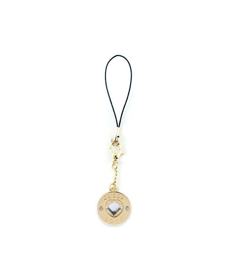 Guess case GUCPMHGLD Phone Strap Heart Diamond Charm with Rhinestones