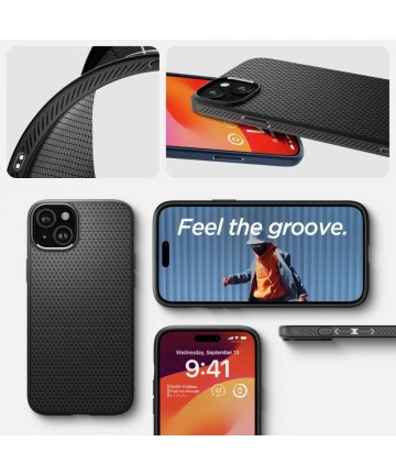Spigen Liquid Air iPhone 15 Case - Matte Black