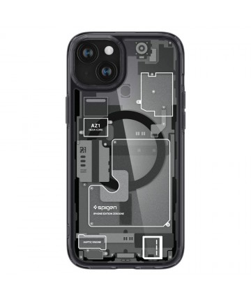 Spigen Ultra Hybrid Mag Case with MagSafe for iPhone 15 Plus - Dark Gray (Zero One Pattern)