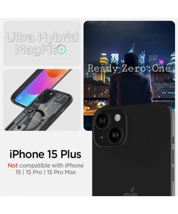 Spigen Ultra Hybrid Mag Case with MagSafe for iPhone 15 Plus - Dark Gray (Zero One Pattern)