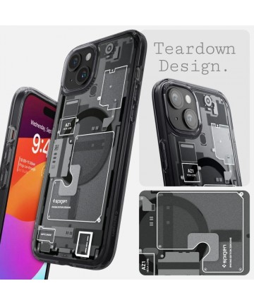 Spigen Ultra Hybrid Mag Case with MagSafe for iPhone 15 Plus - Dark Gray (Zero One Pattern)