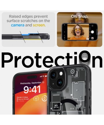 Spigen Ultra Hybrid Mag Case with MagSafe for iPhone 15 Plus - Dark Gray (Zero One Pattern)