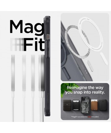 Spigen Ultra Hybrid Mag Case with MagSafe for iPhone 15 Plus - Dark Gray (Zero One Pattern)