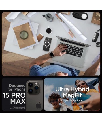 Spigen Ultra Hybrid Mag Case with MagSafe for iPhone 15 Pro Max - White