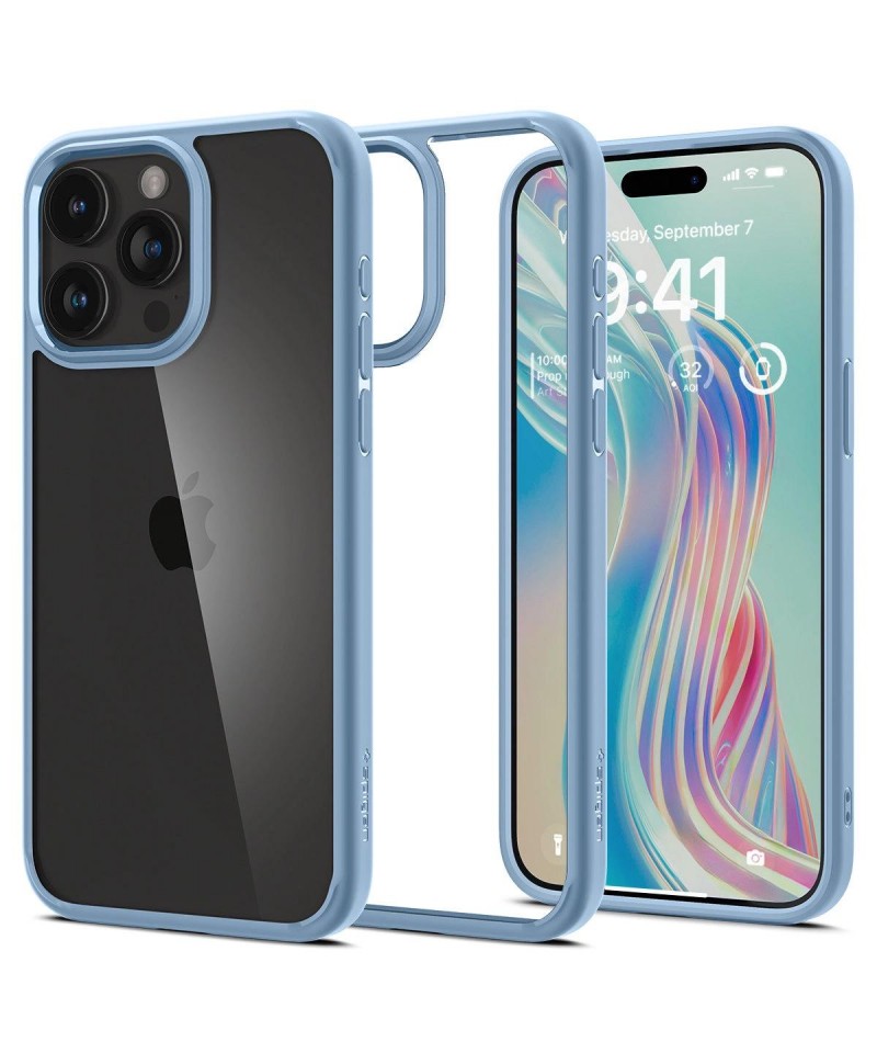 Spigen Crystal Hybrid iPhone 15 Plus Case - Clear Blue