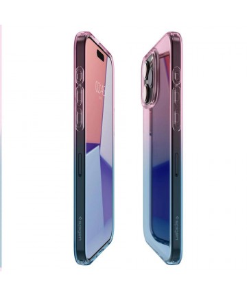 Spigen Liquid Crystal iPhone 15 Pro Case - Pink/Blue