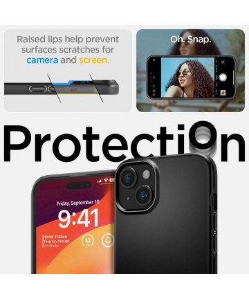 Spigen Thin Fit iPhone 15 Case - Black