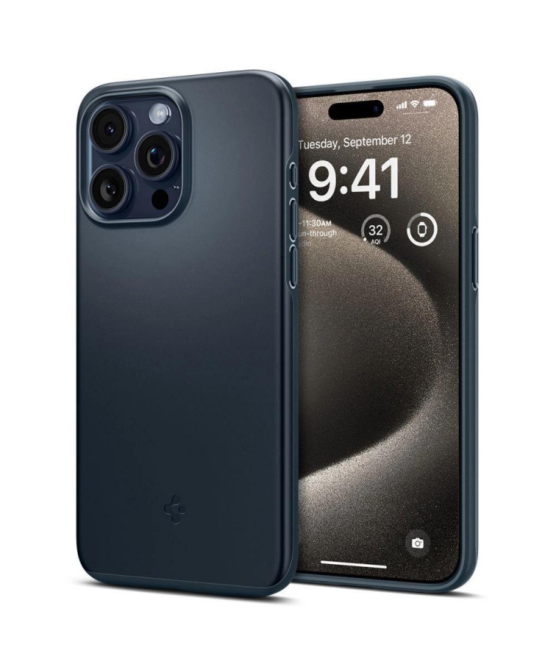 Spigen Thin Fit iPhone 15 Pro Max Case - Black Metal