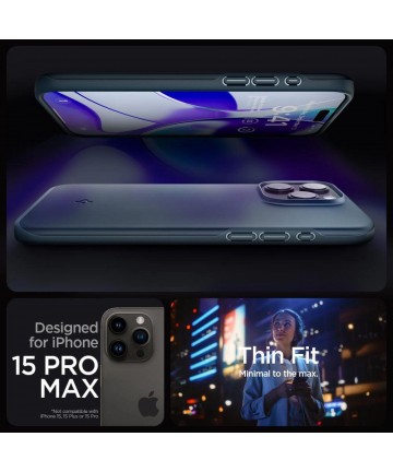 Spigen Thin Fit iPhone 15 Pro Max Case - Black Metal