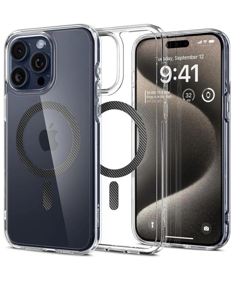 Spigen Ultra Hybrid Mag Case with MagSafe for iPhone 15 Pro Max - Gray