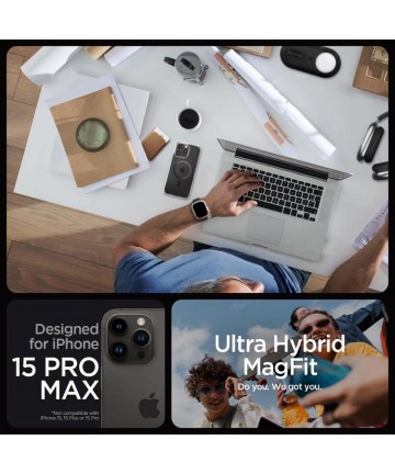 Spigen Ultra Hybrid Mag Case with MagSafe for iPhone 15 Pro Max - Gray