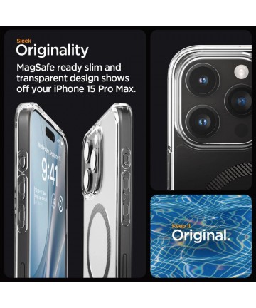 Spigen Ultra Hybrid Mag Case with MagSafe for iPhone 15 Pro Max - Gray