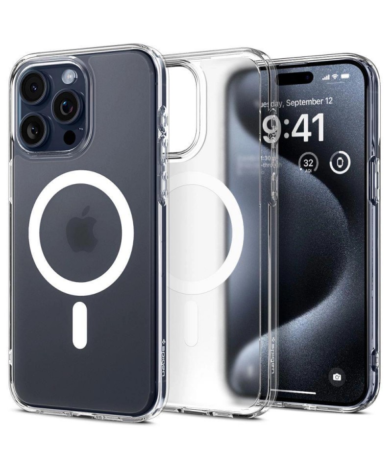 Spigen Ultra Hybrid Mag Case with MagSafe for iPhone 15 Pro - Clear Matte