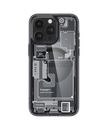 Spigen Ultra Hybrid Mag Case with MagSafe for iPhone 15 Pro - Dark Gray (Zero One Pattern)
