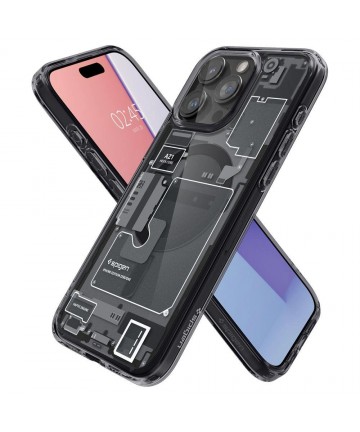 Spigen Ultra Hybrid Mag Case with MagSafe for iPhone 15 Pro - Dark Gray (Zero One Pattern)