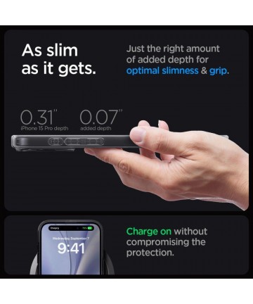 Spigen Ultra Hybrid Mag Case with MagSafe for iPhone 15 Pro - Dark Gray (Zero One Pattern)