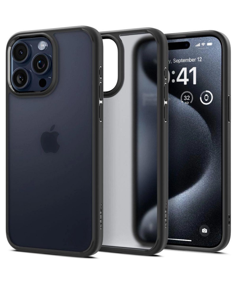 Spigen Ultra Hybrid iPhone 15 Pro Case - Clear Black