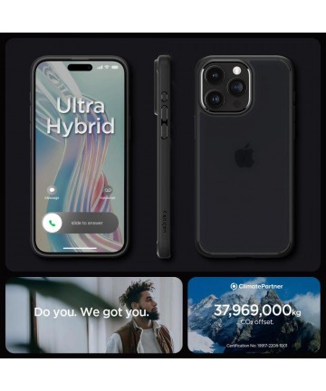 Spigen Ultra Hybrid iPhone 15 Pro Max Case - Clear Black