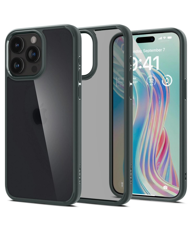 Spigen Ultra Hybrid iPhone 15 Pro Case - Dark Green