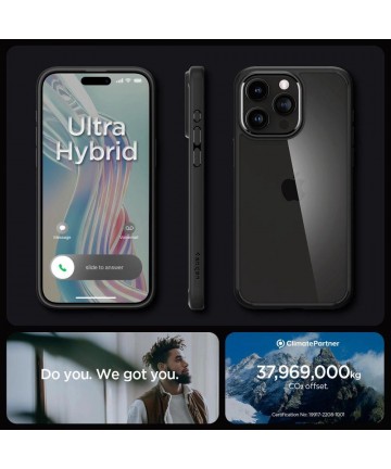 Spigen Ultra Hybrid iPhone 15 Pro Case - Matte Black