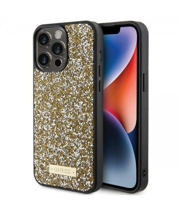 Guess Rhinestone Metal Logo case for iPhone 15 Pro - yellow