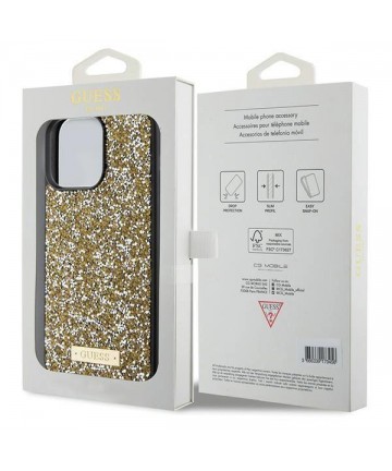 Guess Rhinestone Metal Logo case for iPhone 15 Pro - yellow