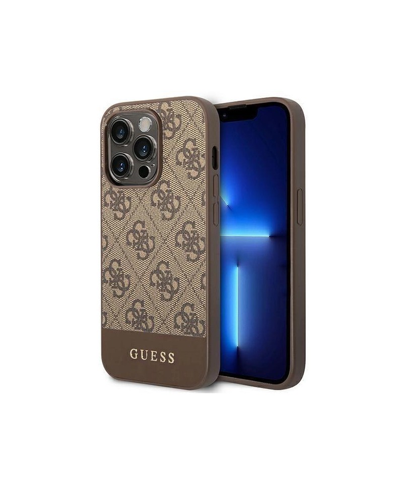 Guess GUHCP14LG4GLBR iPhone 14 Pro 6.1" brown/brown hard case 4G Stripe Collection