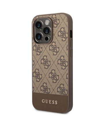 Guess GUHCP14LG4GLBR iPhone 14 Pro 6.1" brown/brown hard case 4G Stripe Collection